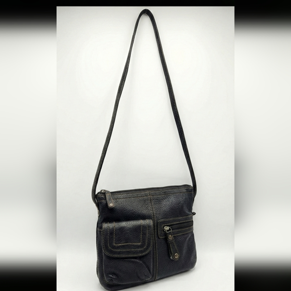 Vintage Tignanello Black Leather Multi-Pocket Crossbody 🖤 90s Minimalist